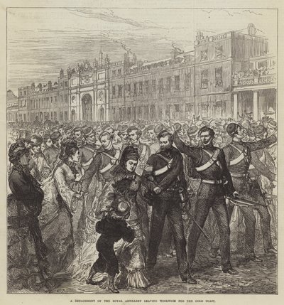 Un destacamento de la Artillería Real saliendo de Woolwich hacia la Costa de Oro de Sir John Charles Robinson